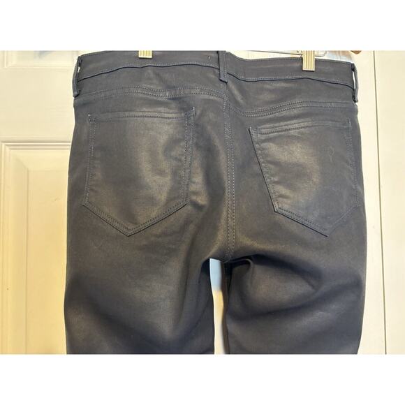 Zara Womens Blue Waxed Jeans 10 Zipper Ankle Leather-look - Picture 7 of 9